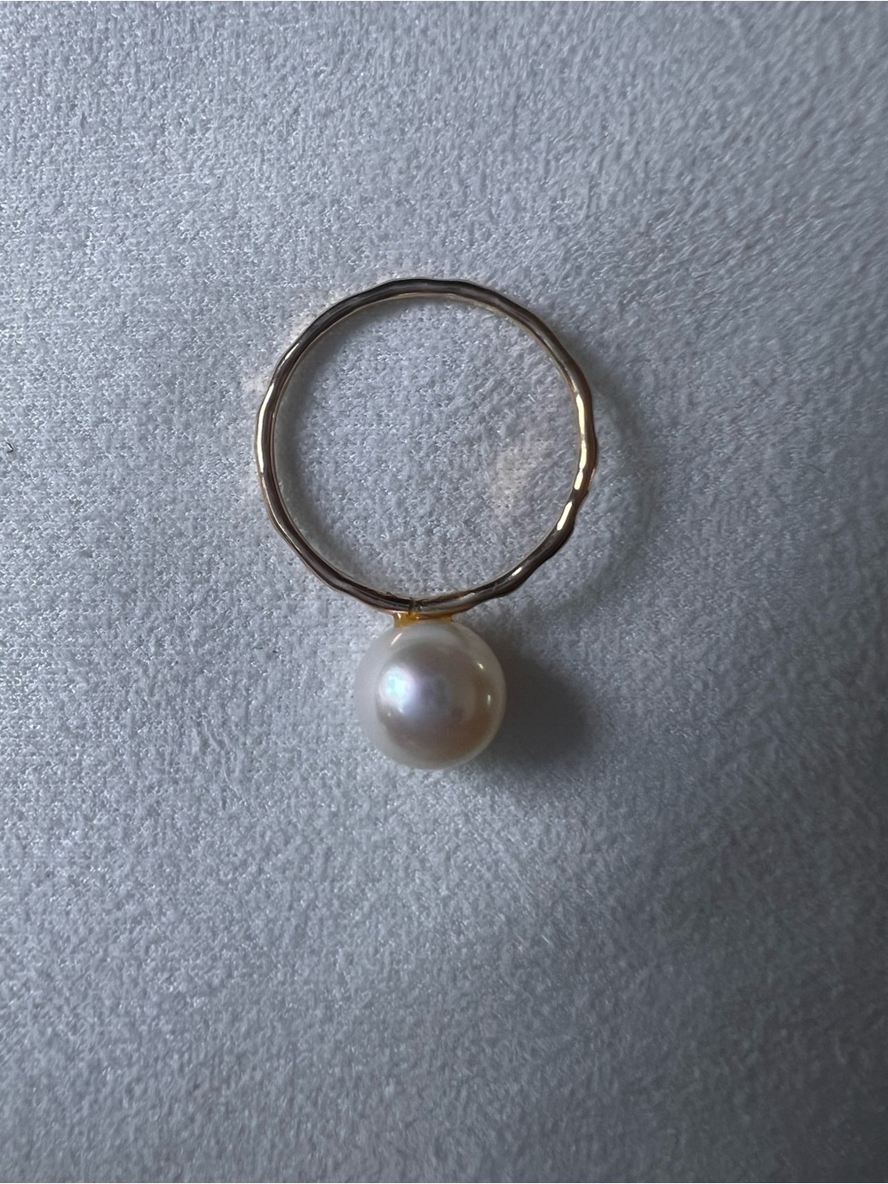 Misha Hawai’i Elegant Gold Pearl Ring - Single White Pearl Accent Size 7 - Picture 2 of 3